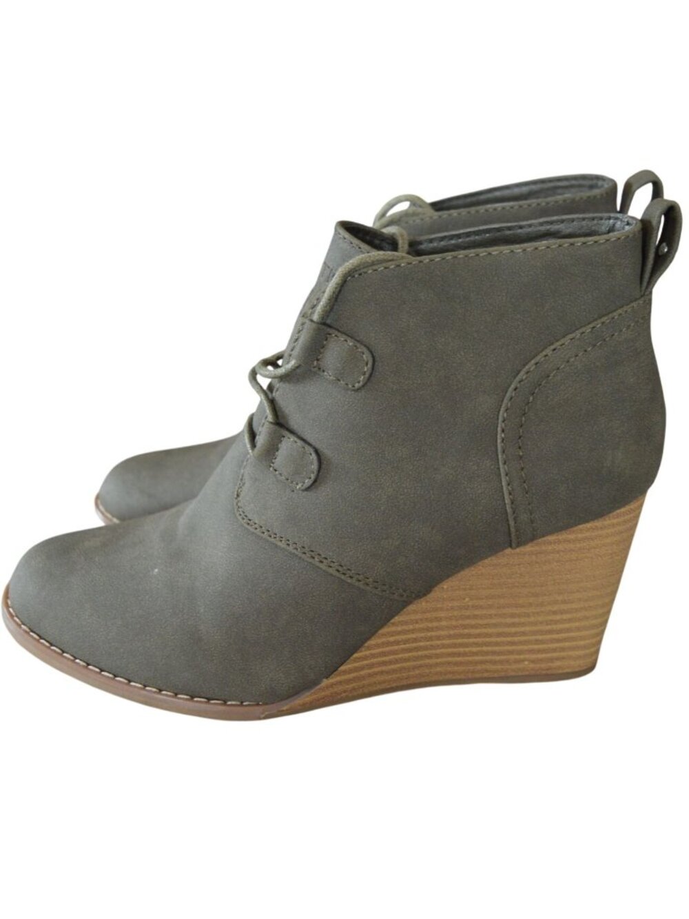Nautica Vaeda Dark Green Lace Up Wedge Ankle Booties Women's Size 8.5 Coastal